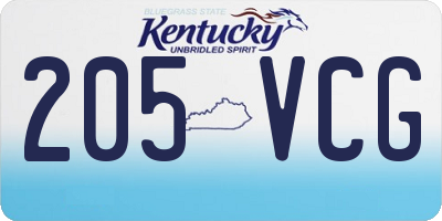 KY license plate 205VCG
