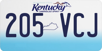 KY license plate 205VCJ
