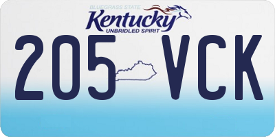 KY license plate 205VCK