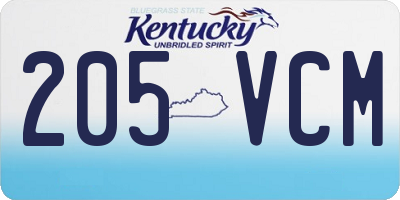 KY license plate 205VCM
