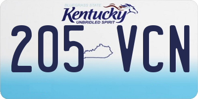 KY license plate 205VCN