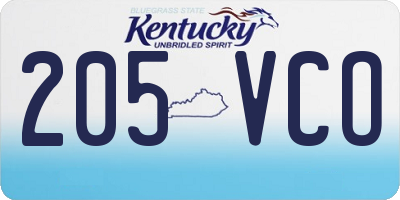 KY license plate 205VCO