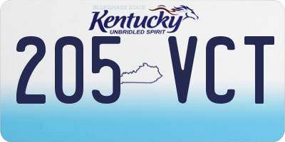 KY license plate 205VCT