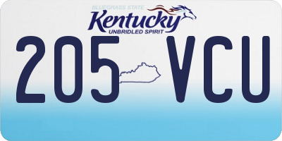 KY license plate 205VCU