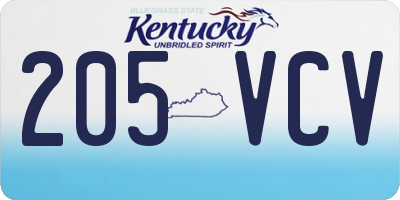 KY license plate 205VCV