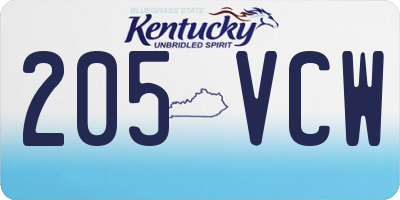 KY license plate 205VCW