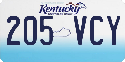 KY license plate 205VCY