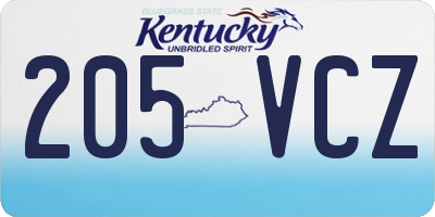 KY license plate 205VCZ