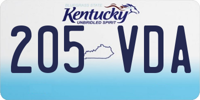 KY license plate 205VDA