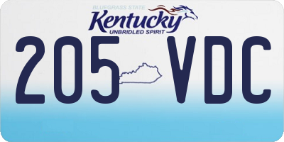 KY license plate 205VDC