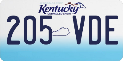 KY license plate 205VDE