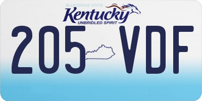 KY license plate 205VDF