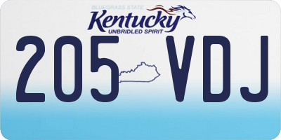 KY license plate 205VDJ