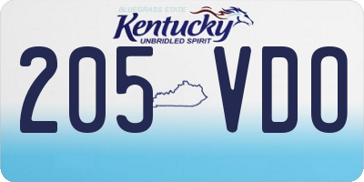 KY license plate 205VDO