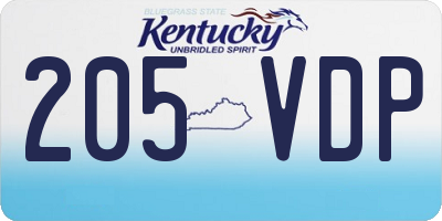 KY license plate 205VDP