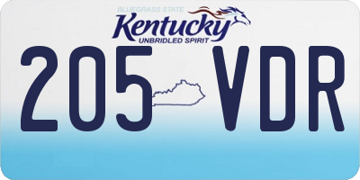 KY license plate 205VDR