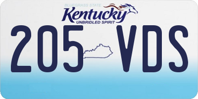 KY license plate 205VDS