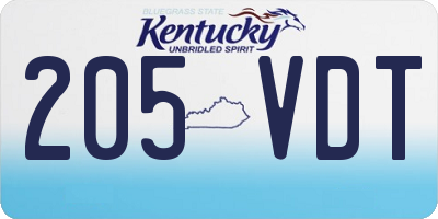 KY license plate 205VDT