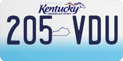 KY license plate 205VDU