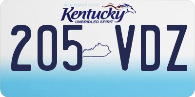 KY license plate 205VDZ