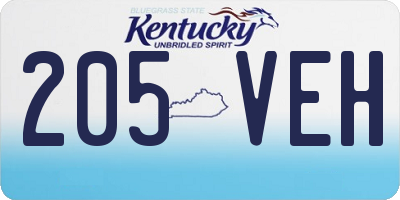 KY license plate 205VEH