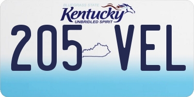 KY license plate 205VEL