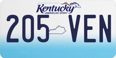 KY license plate 205VEN