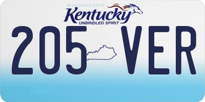 KY license plate 205VER