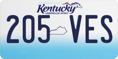 KY license plate 205VES