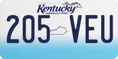 KY license plate 205VEU