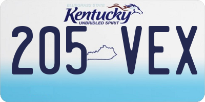 KY license plate 205VEX