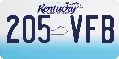 KY license plate 205VFB