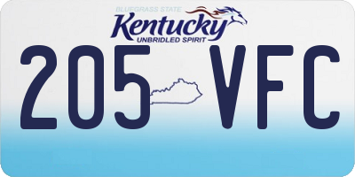 KY license plate 205VFC