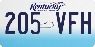 KY license plate 205VFH