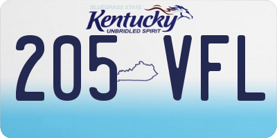 KY license plate 205VFL