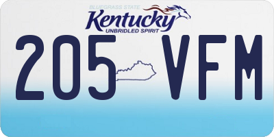 KY license plate 205VFM