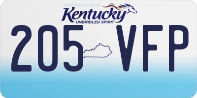 KY license plate 205VFP