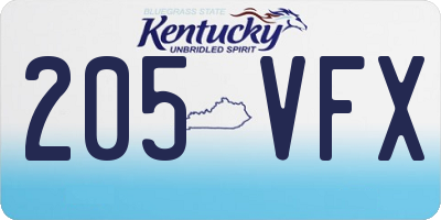 KY license plate 205VFX