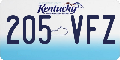 KY license plate 205VFZ