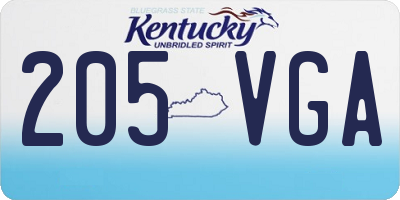 KY license plate 205VGA