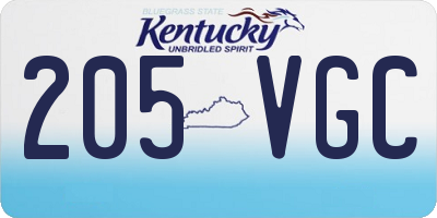 KY license plate 205VGC