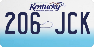 KY license plate 206JCK