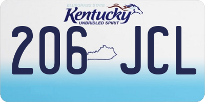 KY license plate 206JCL