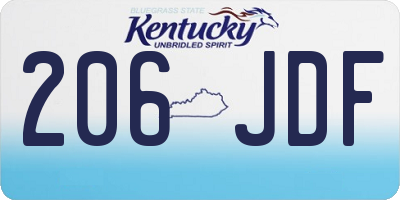 KY license plate 206JDF