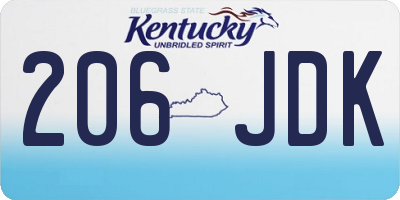 KY license plate 206JDK