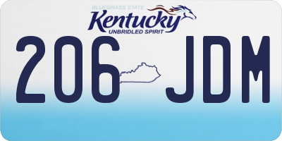 KY license plate 206JDM