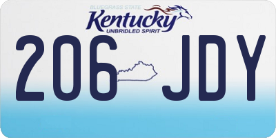 KY license plate 206JDY