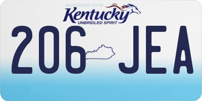 KY license plate 206JEA