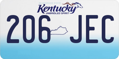 KY license plate 206JEC