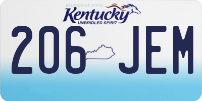 KY license plate 206JEM